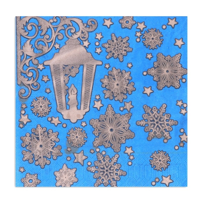 Новогодние салфетки бумажные Gold D&eacute;cor &laquo;Новогодний фонарь на синем&raquo; 3 слоя, 33х33 см, 20 шт