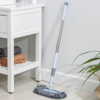 Швабра для мытья пола плоская гибкая Доляна, насадка из микрофибры букли 29&times;13 см, телескопическая стальная ручка 82(125) см, цвет серый