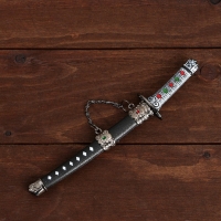 Сувенирное оружие &laquo;Катана на подставке&raquo;, чёрные ножны с красными ромбами, 20см