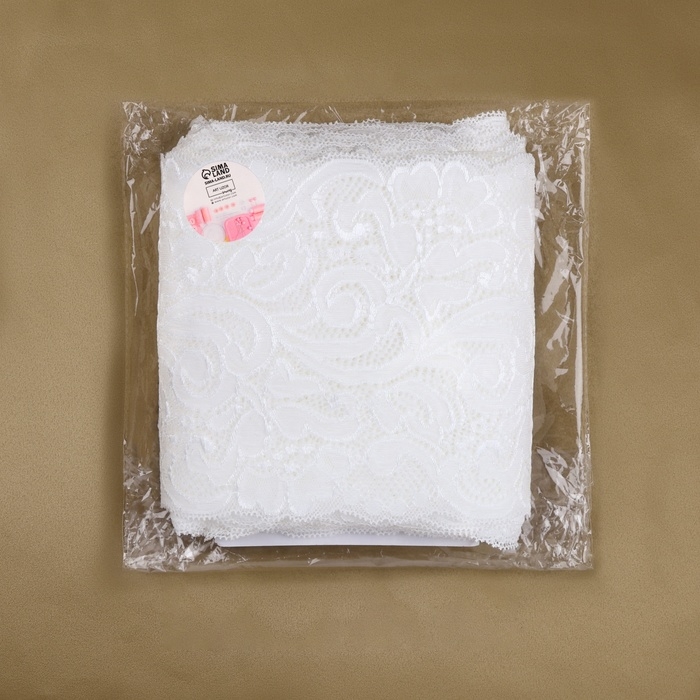 Кружевная эластичная ткань, 175 мм &times; 23 &plusmn; 1 м, цвет белый