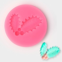 Молд &laquo;Листья с ягодами&raquo;, силикон, 5,3&times;5,3&times;1 см, цвет МИКС