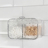 Органайзер для хранения, навесной, 2 секции, с клеевой основой, 10,5 &times; 17 &times; 6,5 см, цвет прозрачный