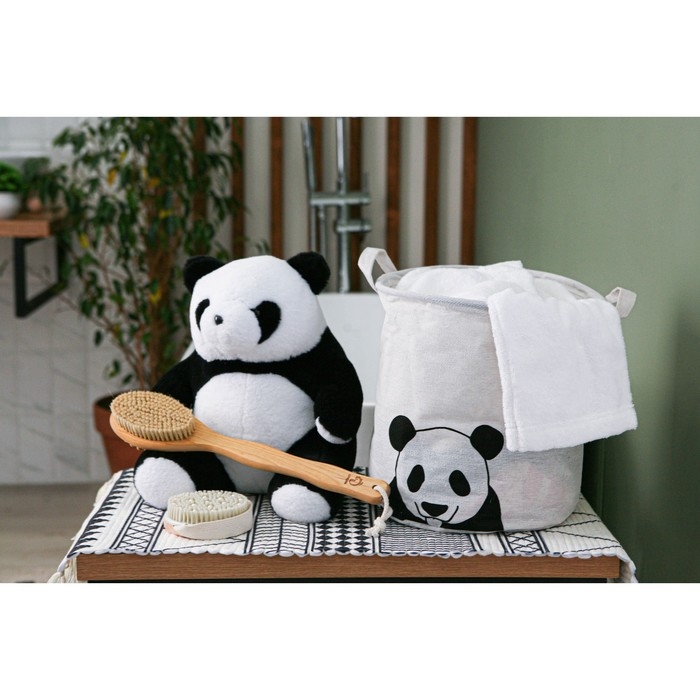 Корзина бельевая текстильная Доляна &laquo;Панда&raquo;, 30&times;30&times;30 см, цвет белый