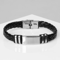 Браслет унисекс &laquo;Мощь&raquo;, цвет чёрный с серебром, 22 см