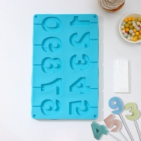 Форма для леденцов Доляна &laquo;Арифметика&raquo;, силикон, 29&times;17 см, 10 ячеек (5&times;4 см), с палочками, цвет МИКС