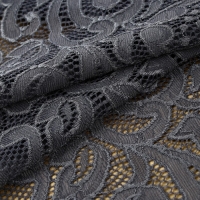 Кружевная эластичная ткань, 175 мм &times; 2,7 &plusmn; 0,5 м, цвет графитовый