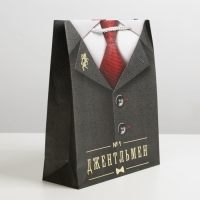 Пакет подарочный ламинированный, упаковка, &laquo;Джентльмен&raquo;, ML 21 х 25 х 8 см