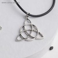 Кулон на шнурке &laquo;Трилистник&raquo;, цвет чернёное серебро на чёрном шнурке, 42 см