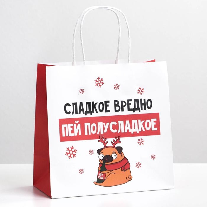 Пакет подарочный новогодний &laquo;Сладкое вредно&raquo;, 22 х 22 х 11 см, Новый год