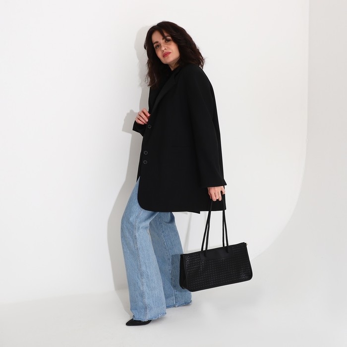 Сумка женская тоут на молнии, цвет чёрный