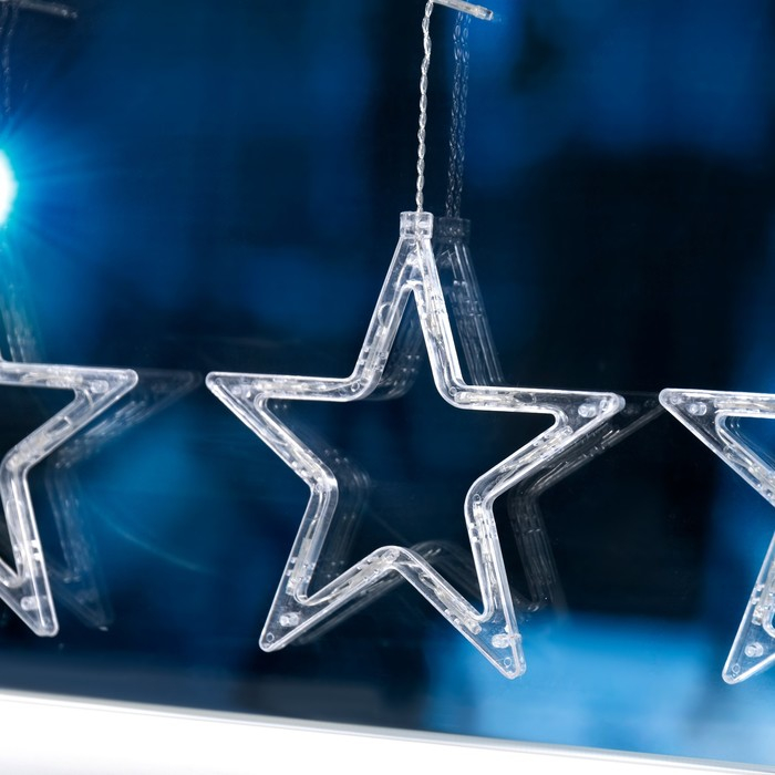 Гирлянда &laquo;Бахрома&raquo; 2.4 &times; 0.9 м с насадками &laquo;Звёзды&raquo;, IP20, прозрачная нить, 138 LED, свечение синее, 8 режимов, 220 В