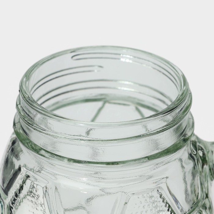 Кружка стеклянная с крышкой и трубочкой Доляна &laquo;Мяч&raquo;, 500 мл, цвет МИКС