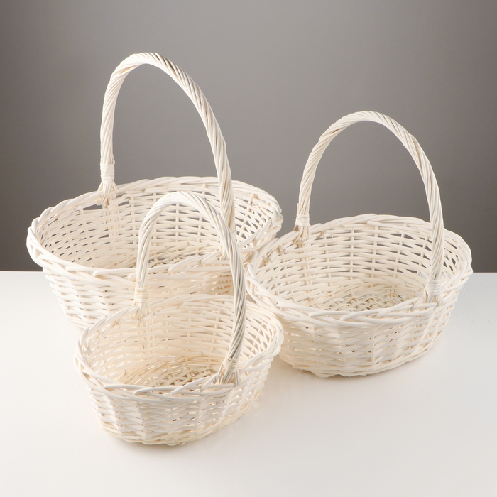 Набор корзин, 3 шт, 46&times;36&times;16/42 см, 41&times;31&times;14/35 см, 34&times;27&times;12/31 см, ива