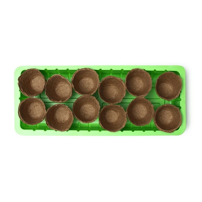 Мини-парник: 36 &times; 13 &times; 12 см, торфяной горшок 6,5 &times; 6,5 см, 12 шт., Greengo