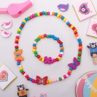 Набор детский &laquo;Выбражулька&raquo; 2 предмета: бусы, браслет, бабочки нежность, цвет бело-розовый