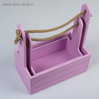 Набор кашпо деревянных 2 в 1 (25&times;15&times;30; 21&times;12&times;23 см) "Dear", ручка канат, сирень