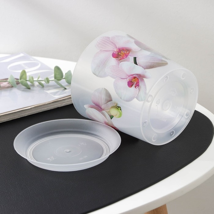 Горшок для орхидей с поддоном &laquo;Деко&raquo;, 1,2 л цвет белый