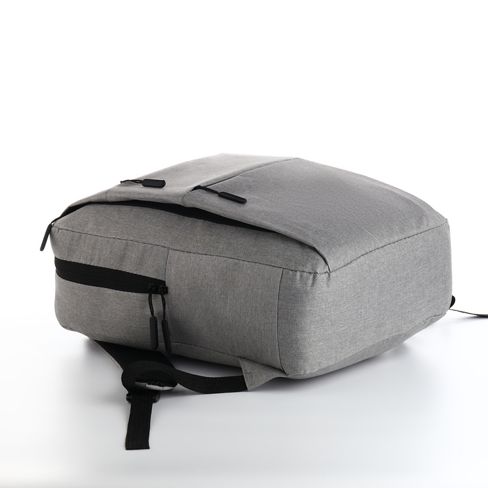 Рюкзак мужской на молнии, 4 наружных кармана, с USB, цвет серый