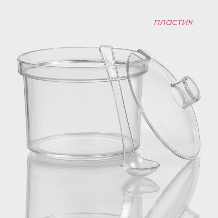 Сахарница с ложкой Доляна, 400 мл, 10,5&times;10,5&times;10 см, цвет прозрачный