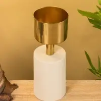 Подсвечник на 1 свечу "Кубок" фисташка с золотом 10х10х28,5 см