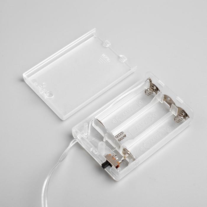 Гирлянда &laquo;Нить&raquo; 3 м с насадками &laquo;Снежинки большие&raquo;, IP20, прозрачная нить, 20 LED, батарейки AAх3 (нет в комплекте), свечение мульти