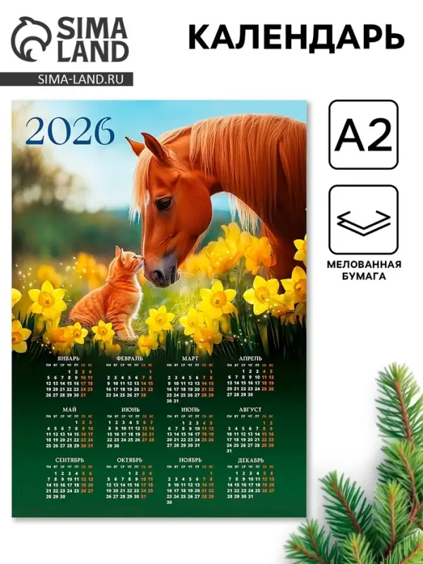 Календарь 2026 &laquo;Лошадь с котёнком&raquo;, А2