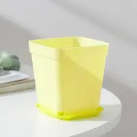 Горшок для цветов с поддоном, 7&times;7&times;7.5 см, 250 мл, пластиковый, МИКС