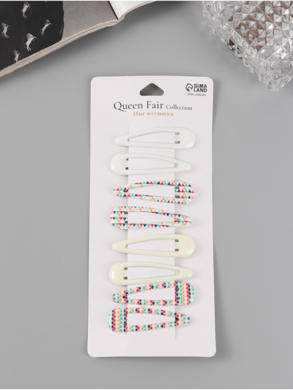 Невидимка для волос "Флора" (набор 8 шт) орнамент, 5 см, микс