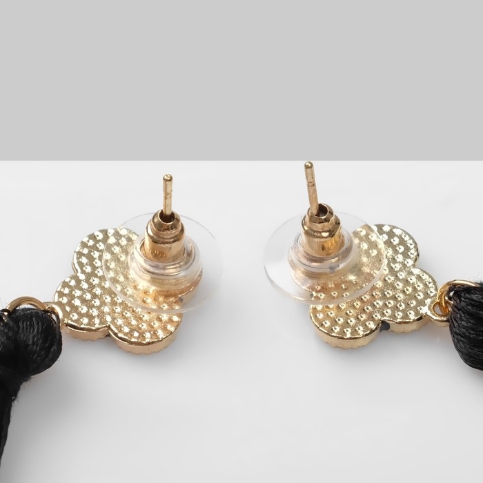 Серьги &laquo;Кисти&raquo;, цвет чёрный в золоте, L кисти 8,7 см