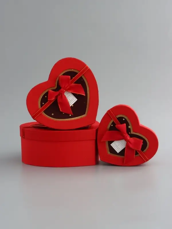 Набор коробок 3 в 1 сердца 22 х 20 х 9;  18.5 х 17 х 7.5; 16 х 14 х 6 см