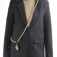 Портупея жемчужная с кулоном &laquo;Ракушка&raquo;, 129 см, белая в золоте