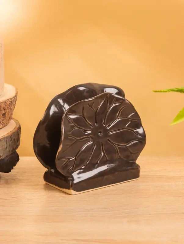 Салфетница "Цветок" керамика, цв. коричневый, 12х5х10 см