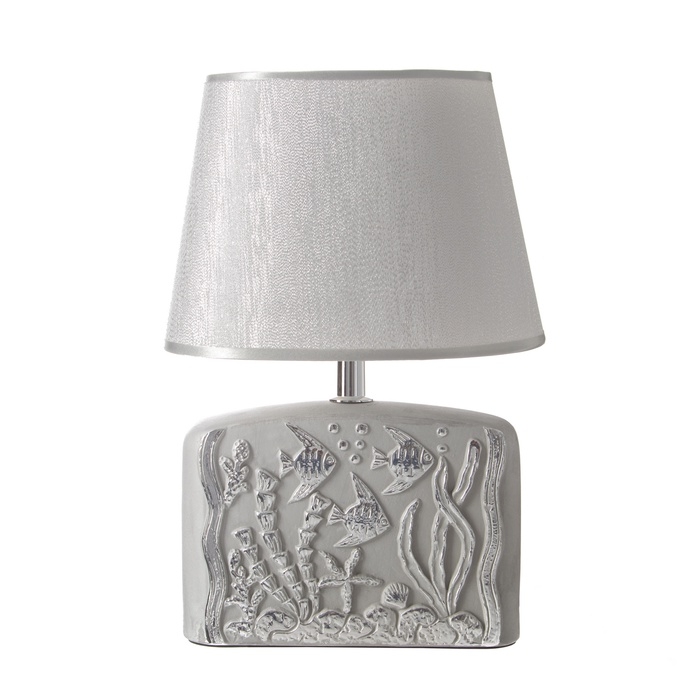 Настольная лампа с абажуром RISALUX &laquo;Океан&raquo;, Е14, 40 Вт, серебро, 20&times;15&times;30 см