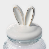 Банка стеклянная для хранения сыпучих продуктов Доляна &laquo;Зайка в золотом&raquo;, 950 мл, с керамической крышкой