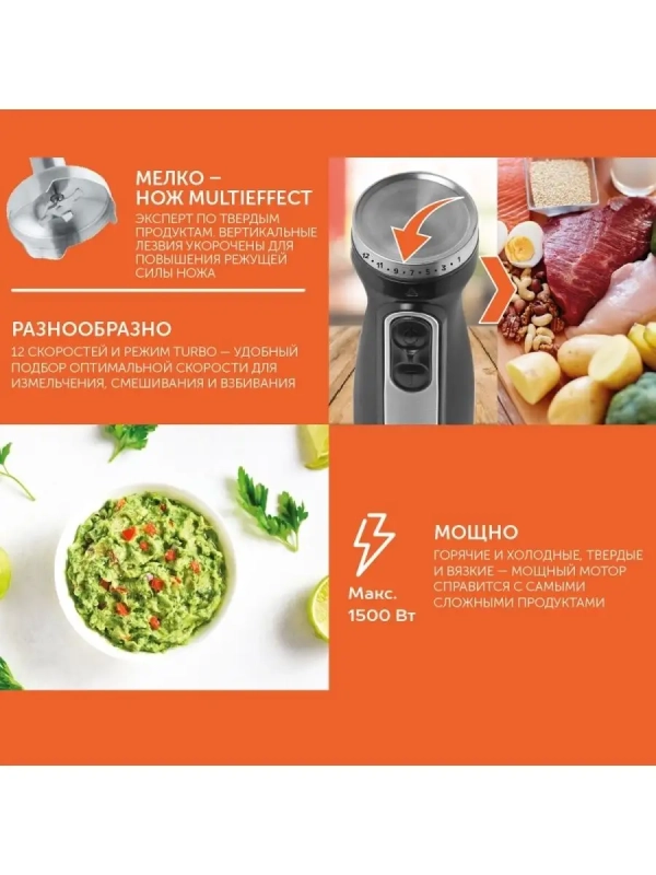 Погружной мощный блендер с насадками 1500 Вт, SC-HB42F96