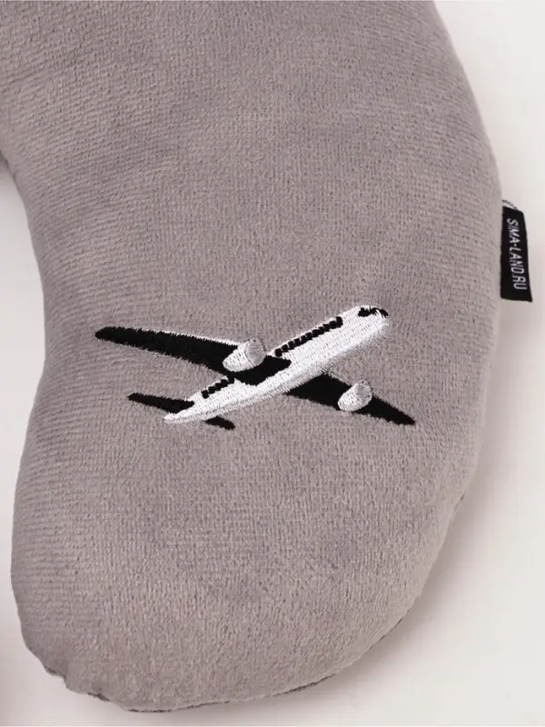 Подушка для путешествий бархатная "Время путешествий", серая, 28 х 30 х 9  см