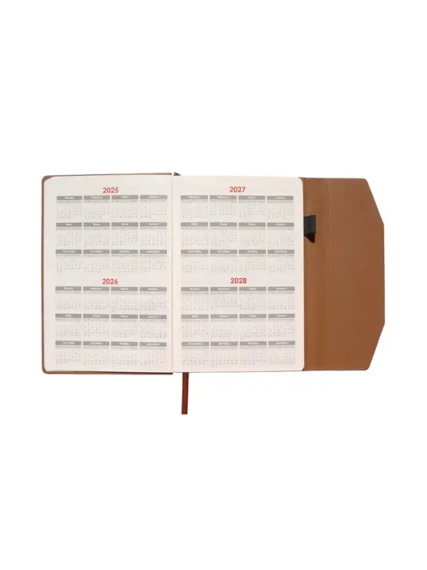 Ежедневник недатированный формат А5, с клапаном, 112л, линия, пвх, Коричневый