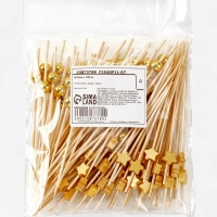 Шпажки для канапе &laquo;Звезды и Бусины&raquo; бамбук, цвет золото, 100 шт.