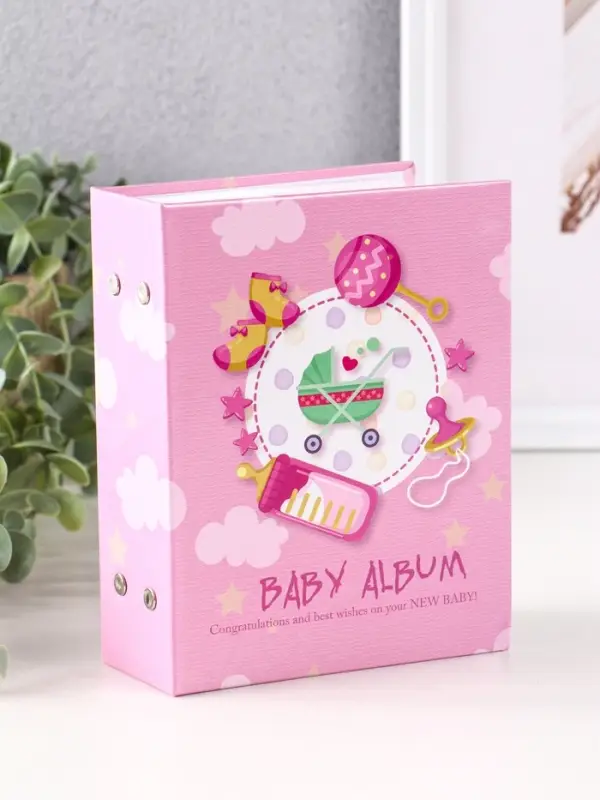 Фотоальбом 100 фото "Малышке" 10X15см, ПП карм., розовый