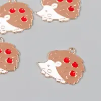 Декор для творчества металл "Ежик с яблоками" эмаль 2,8х2 см