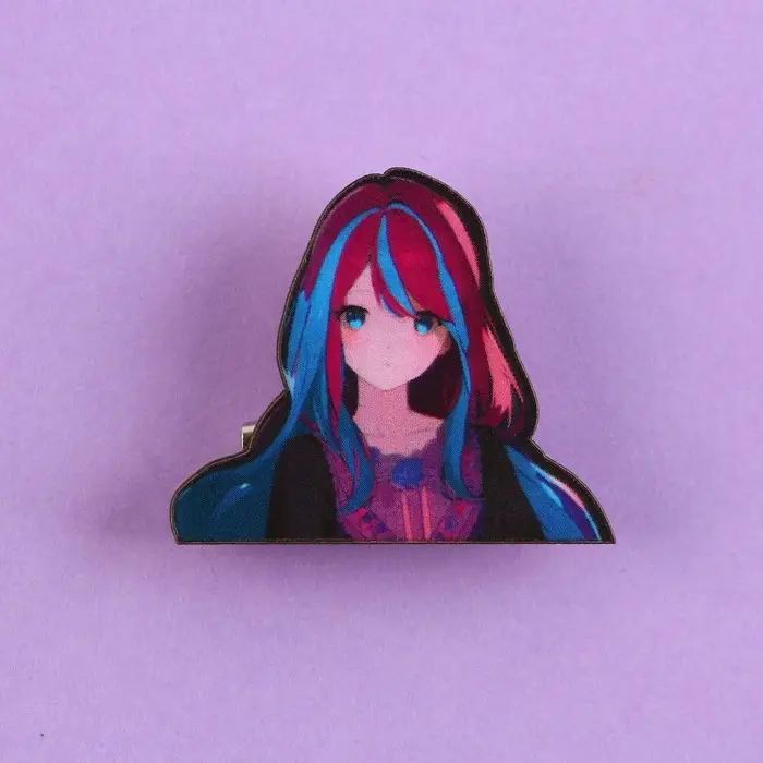 Значок деревянный &laquo;Девушка в цветах&raquo;, аниме , 3,3 х 2,8 см