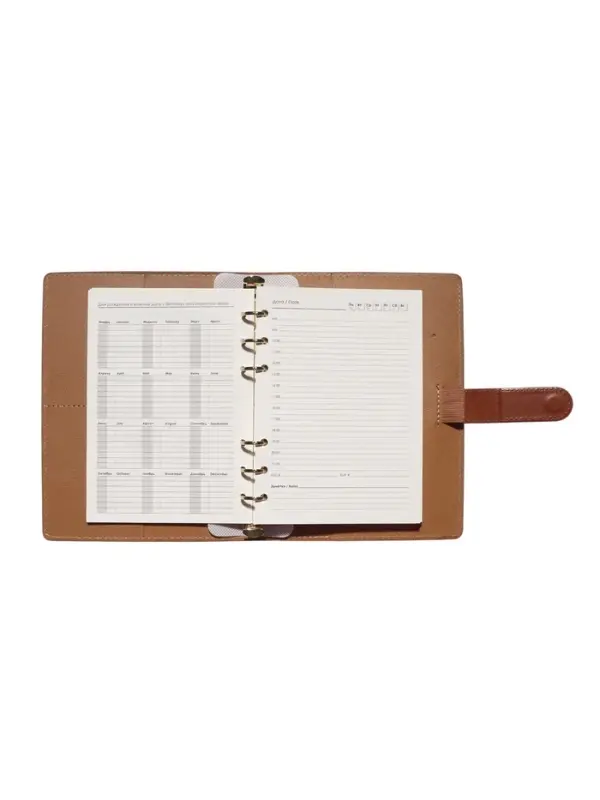 Органайзер на кольцах, C6, с хлястиком, 80л, линия, к/зам, Коричневый