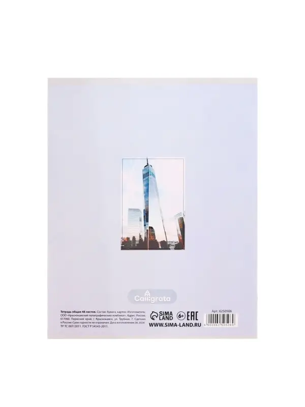 Тетрадь 48 листов в клетку Calligrata &laquo;Города&raquo;, обложка мелованный картон, серые листы, МИКС