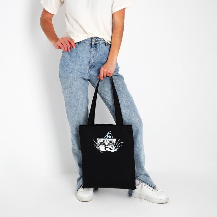 Шопер &laquo;Аниме&raquo; 35х0.5х40 см, отд без молнии, без подклада, чёрный