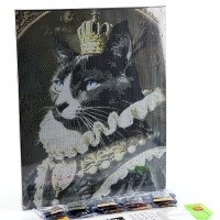 Алмазная мозаика с полным заполнением на холсте с подрамником &laquo;Мусье кот&raquo;, 40 х 50 см