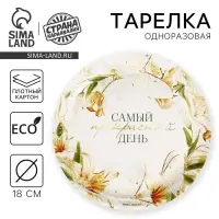 Тарелка одноразовая бумажная &laquo;Самый прекрасный день&raquo;, 18 см