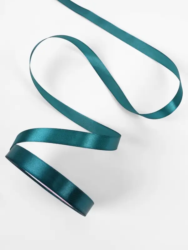 Лента атласная, 12 мм, 23&plusmn;1 м, тёмно-бирюзовая №62