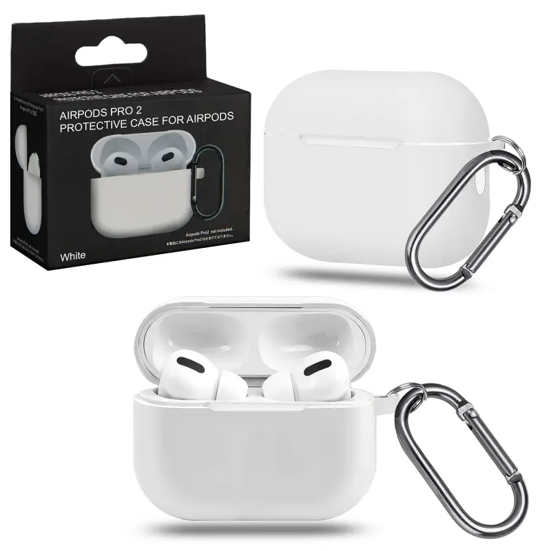 Чехол APods Pro 2 с карабином №11 white (только для версии Lightning)