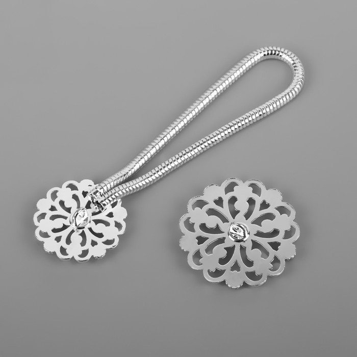 Декоративная застёжка &laquo;Круг&raquo;, 9,5 &times; 3 см, цвет серебряный