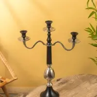 Подсвечник канделябр  на 3 свечи "Тёмная Вуаль" алюминий 46х15х62 см